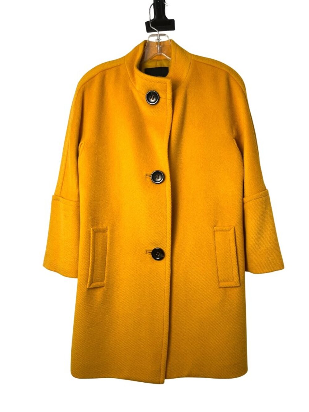 Talbots Women's 2 Canary Yellow Wool Blend Coat Fully Lined Button Used